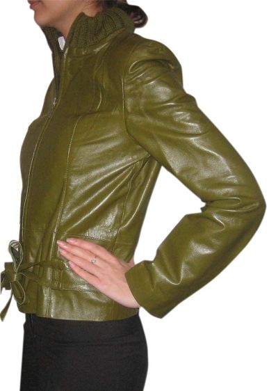 LEATHER JACKET WITH LAMBS WOOL TRIM